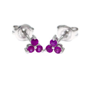 White Gold Round Prong Ruby Earrings (Ruby Earrings (Wg))