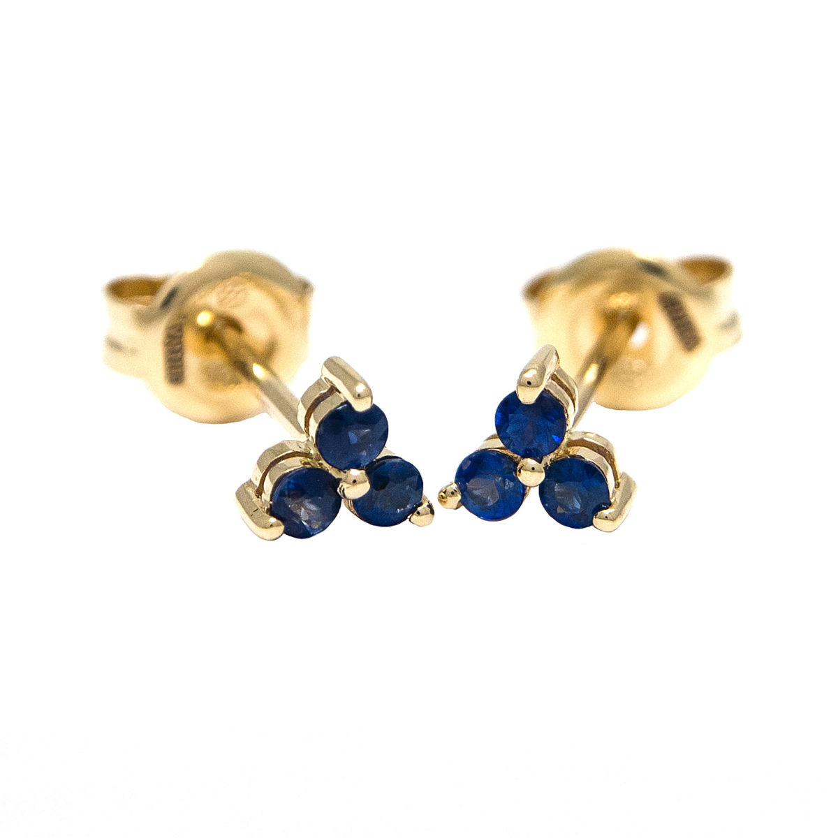 Yellow Gold Round Prong Sapphire Earrings (Sapphire Earrings (Yg))