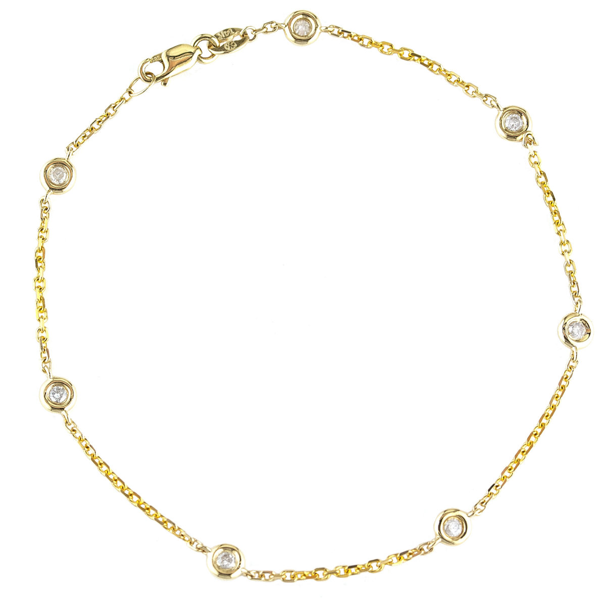 Yellow Gold Diamond By The Yard Round Bezel Diamond Bracelet (Diamond Bracelet (Yg))