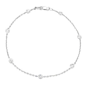 White Gold Diamond By The Yard Round Bezel Diamond Bracelet (Diamond Bracelet (Wg))