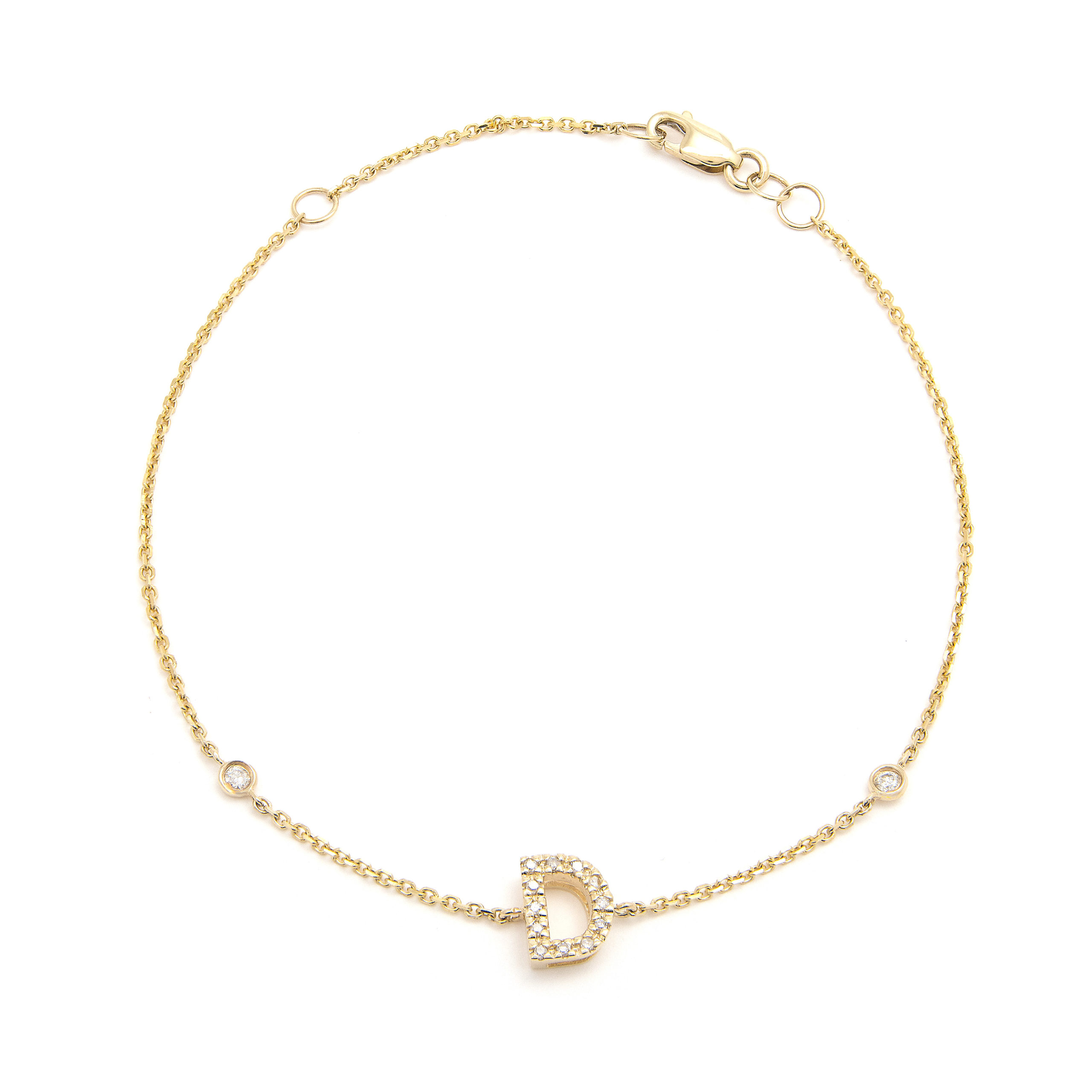 14K Diamond Initial Bracelet