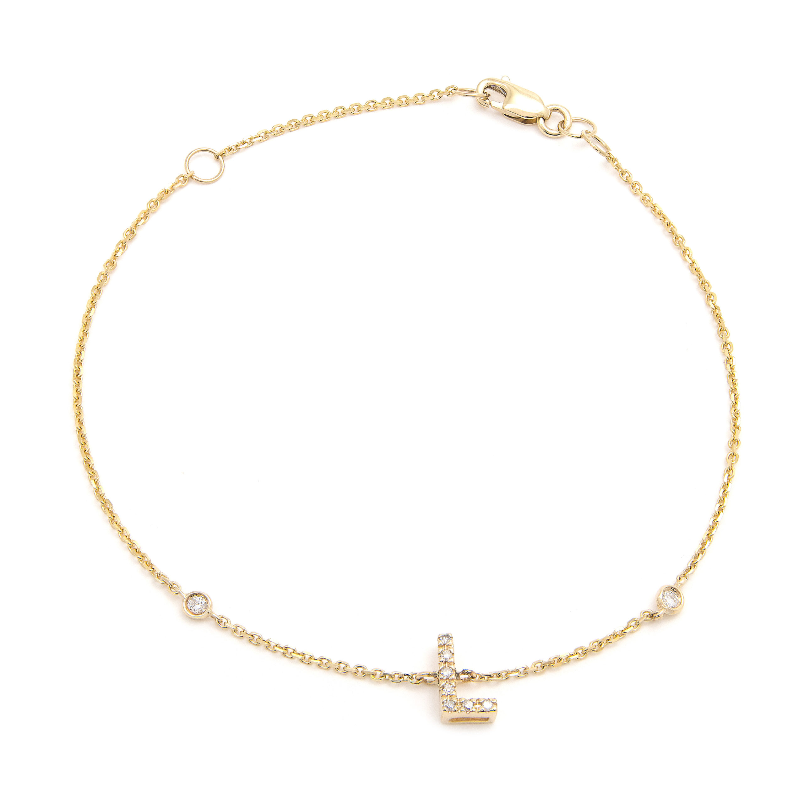 The Alkemistry 18ct Yellow Gold and Pave Diamond Love Letter Initial Bracelet S