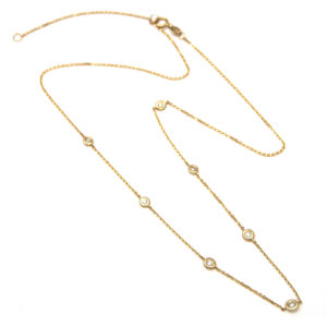 Yellow Gold Diamond By The Yard Round Bezel Diamond Necklace (Diamond Necklace (Yg/16"+2" Extender))