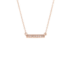 Rose Gold Bar Single Micro Pave Diamond Necklace (Diamond Necklace "petite Bar" (Rg) 16+2")