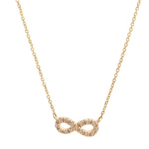 Yellow Gold Infinity Single Micro Pave Diamond Necklace (Petite Diamond Necklace (16+2") "infinity")