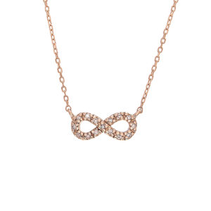 Rose Gold Infinity Single Micro Pave Diamond Necklace (Petite Diamond Necklace (16+2") "infinity")