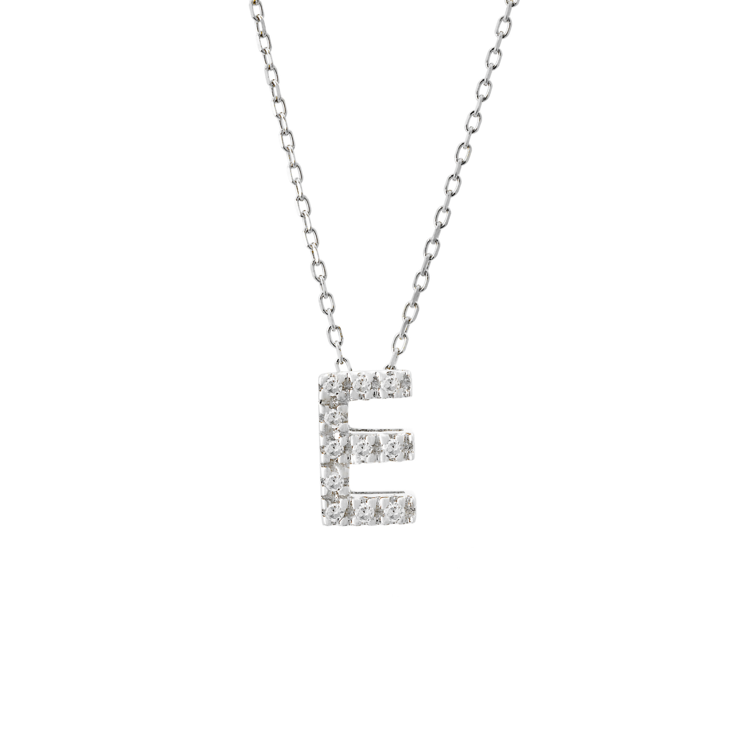 White Gold Initial Single Micro Pave Diamond Necklace Diamond Intiial Necklace 14kw Jewels In Paradise