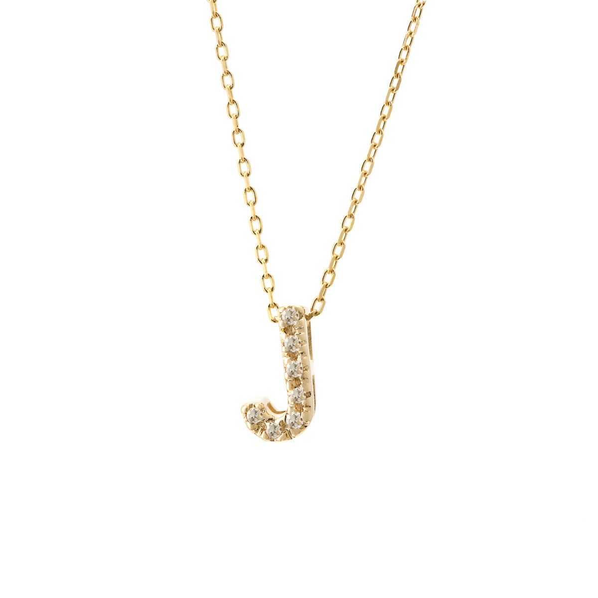 Yellow Gold Initial Single Micro Pave Diamond Necklace (Diamond Intiial Necklace (14ky))