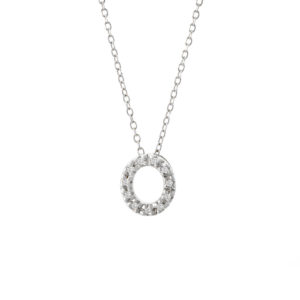 White Gold Initial Single Micro Pave Diamond Necklace (Diamond Intiial Necklace (14kw))