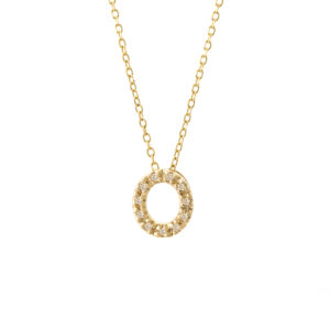 Yellow Gold Initial Single Micro Pave Diamond Necklace (Diamond Intiial Necklace (14ky))