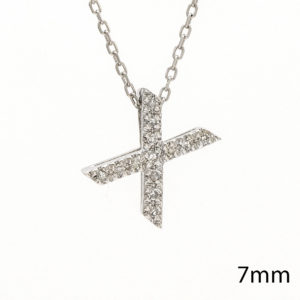 White Gold Initial Single Micro Pave Diamond Necklace (Diamond Intiial Necklace (14kw))