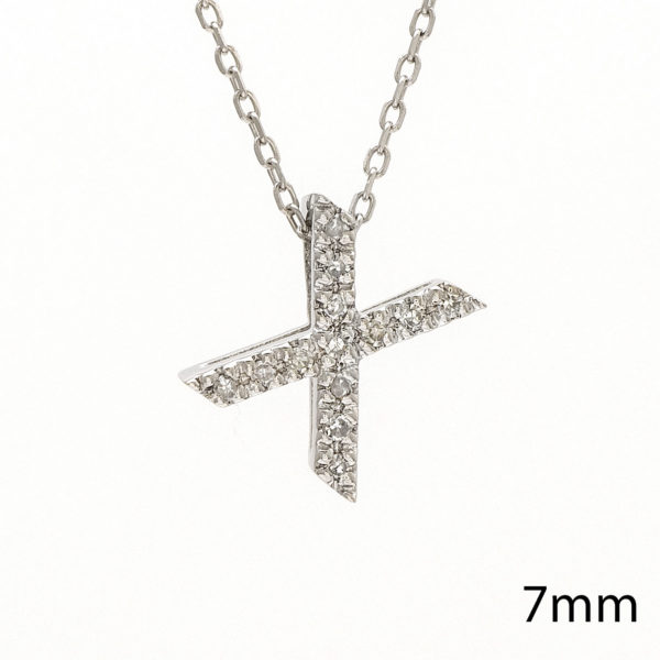 White Gold Initial Single Micro Pave Diamond Necklace (Diamond Intiial Necklace (14kw))