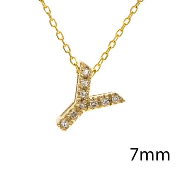 Yellow Gold Initial Single Micro Pave Diamond Necklace (Diamond Intiial Necklace (14ky))