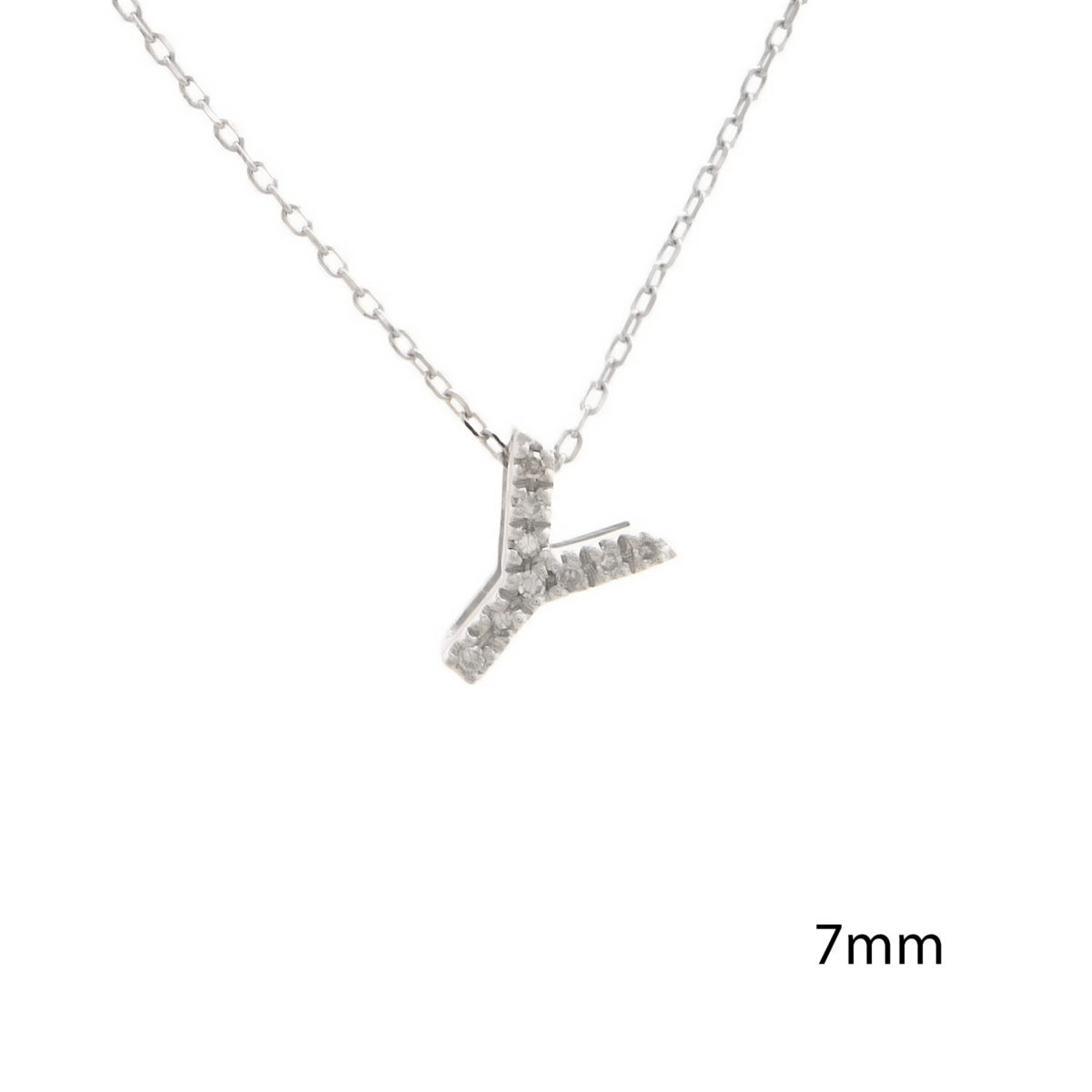 White Gold Initial Single Micro Pave Diamond Necklace (Diamond Intiial Necklace (14kw))