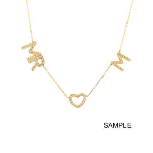 Yellow Gold Initial Single Micro Pave Diamond Necklace (Diamond Necklace With 4 Charms ( ))