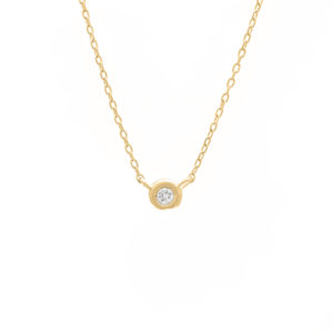 Yellow Gold Fashion Round Bezel Diamond Necklace (Diamond Bezel Set Necklace (14k) (16+2"))