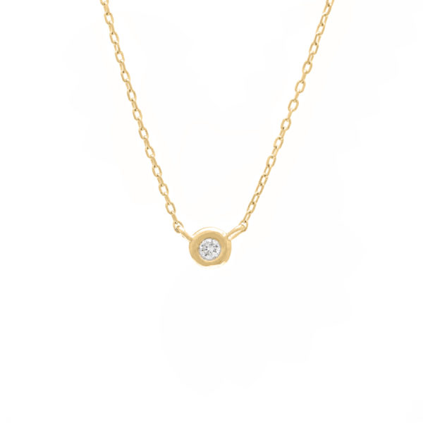 Yellow Gold Fashion Round Bezel Diamond Necklace (Diamond Bezel Set Necklace (14k) (16+2"))