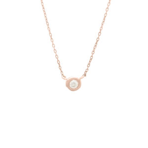 Rose Gold Fashion Round Bezel Diamond Necklace (14k Rg Diamond Bezel Necklace)