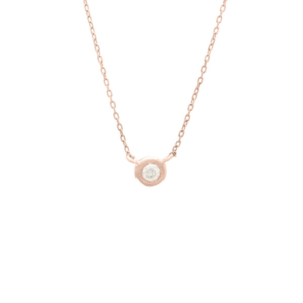 Rose Gold Fashion Round Bezel Diamond Necklace (14k Rg Diamond Bezel Necklace)