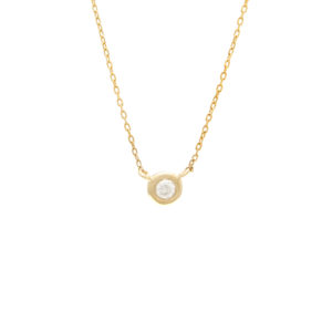 Yellow Gold Fashion Round Bezel Diamond Necklace (Diamond Bezel Set Necklace (14kyg) (16+2"))