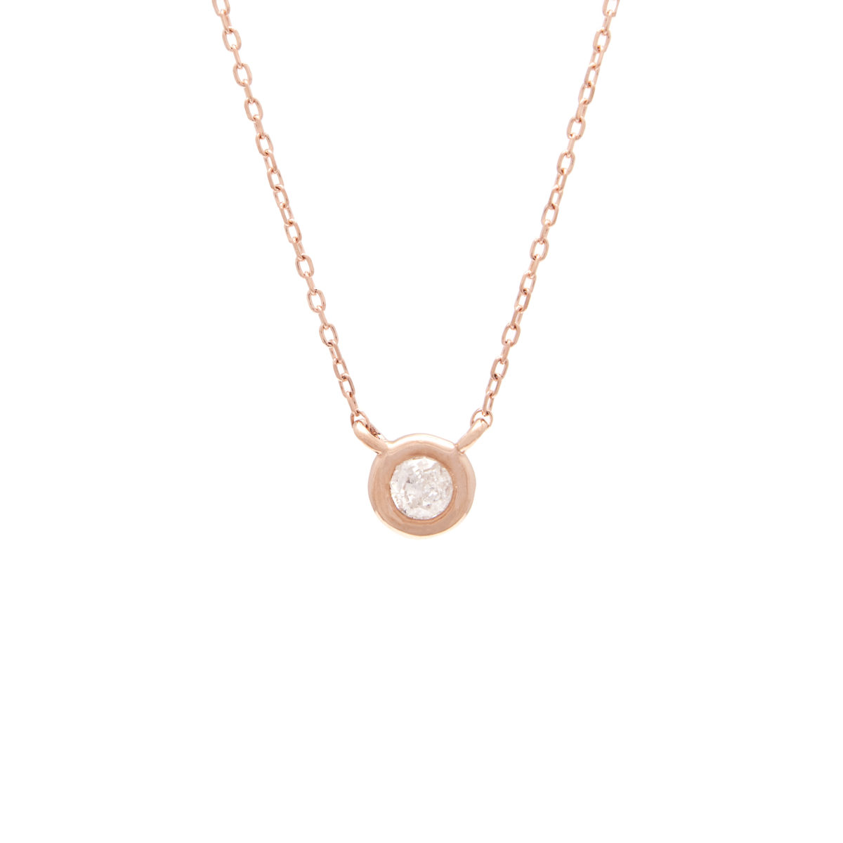 Rose Gold Fashion Round Bezel Diamond Necklace (14k Rg Diamond Bezel Necklace)