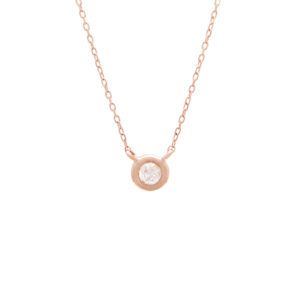 Rose Gold Fashion Round Bezel Diamond Necklace (14k Rg Diamond Bezel Necklace)