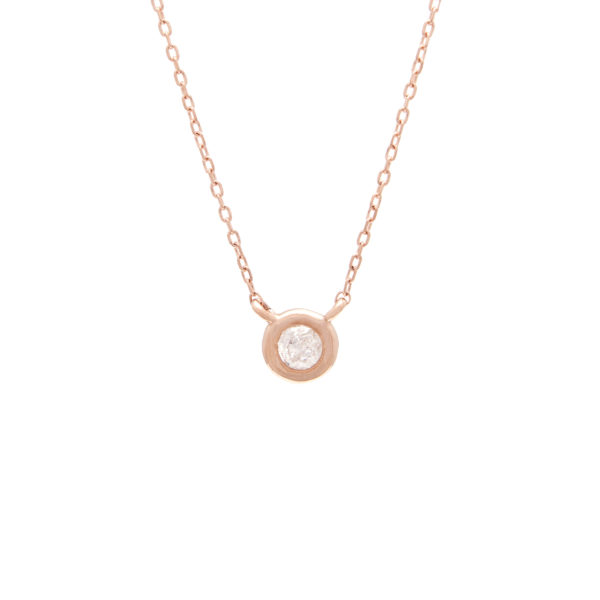 Rose Gold Fashion Round Bezel Diamond Necklace (14k Rg Diamond Bezel Necklace)