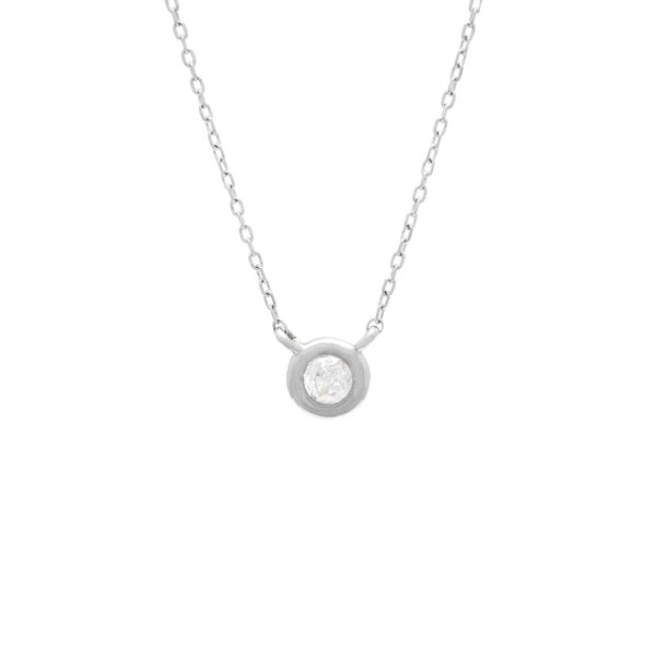 White Gold Fashion Round Bezel Diamond Necklace (14k Wg Diamond Bezel Necklace)