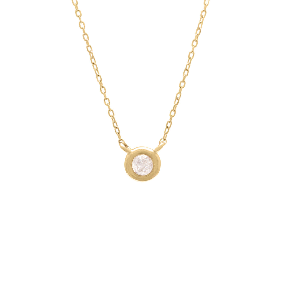 Yellow Gold Bezel Round Bezel Diamond Necklace (14k Yg Diamond Bezel Necklace)