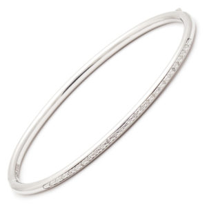 Stainless Steel Stackable Single Pave Diamond Bangle (Silver Diamond On Steel Bangle)