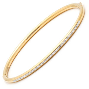 Stainless Steel Stackable Single Pave Diamond Bangle (Silver Diamond On Steel Bangle Yellow Color)