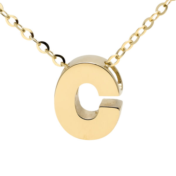 Yellow Gold Initial Gold Necklace (14k Yg Initial C With Chain)