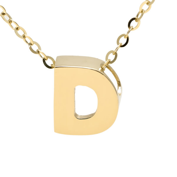 Yellow Gold Initial Gold Necklace (14k Yg Initial D With Chain)