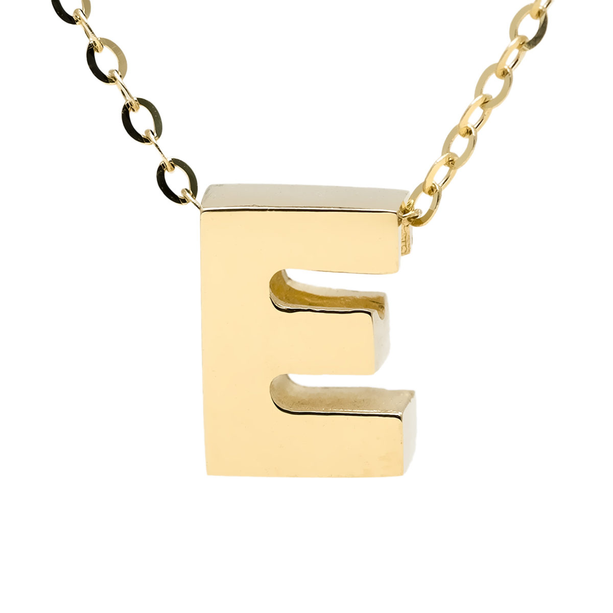 Yellow Gold Initial Gold Necklace (14k Yg Initial E With Chain)