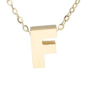 Yellow Gold Initial Gold Necklace (14k Yg Initial F With Chain)