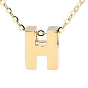 Yellow Gold Initial Gold Necklace (14k Yg Initial H With Chain)