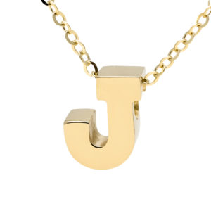 Yellow Gold Initial Gold Necklace (14k Yg Initial J With Chain)