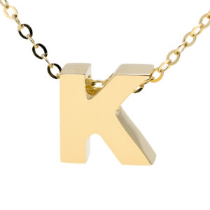 Yellow Gold Initial Gold Necklace (14k Yg Initial K With Chain)