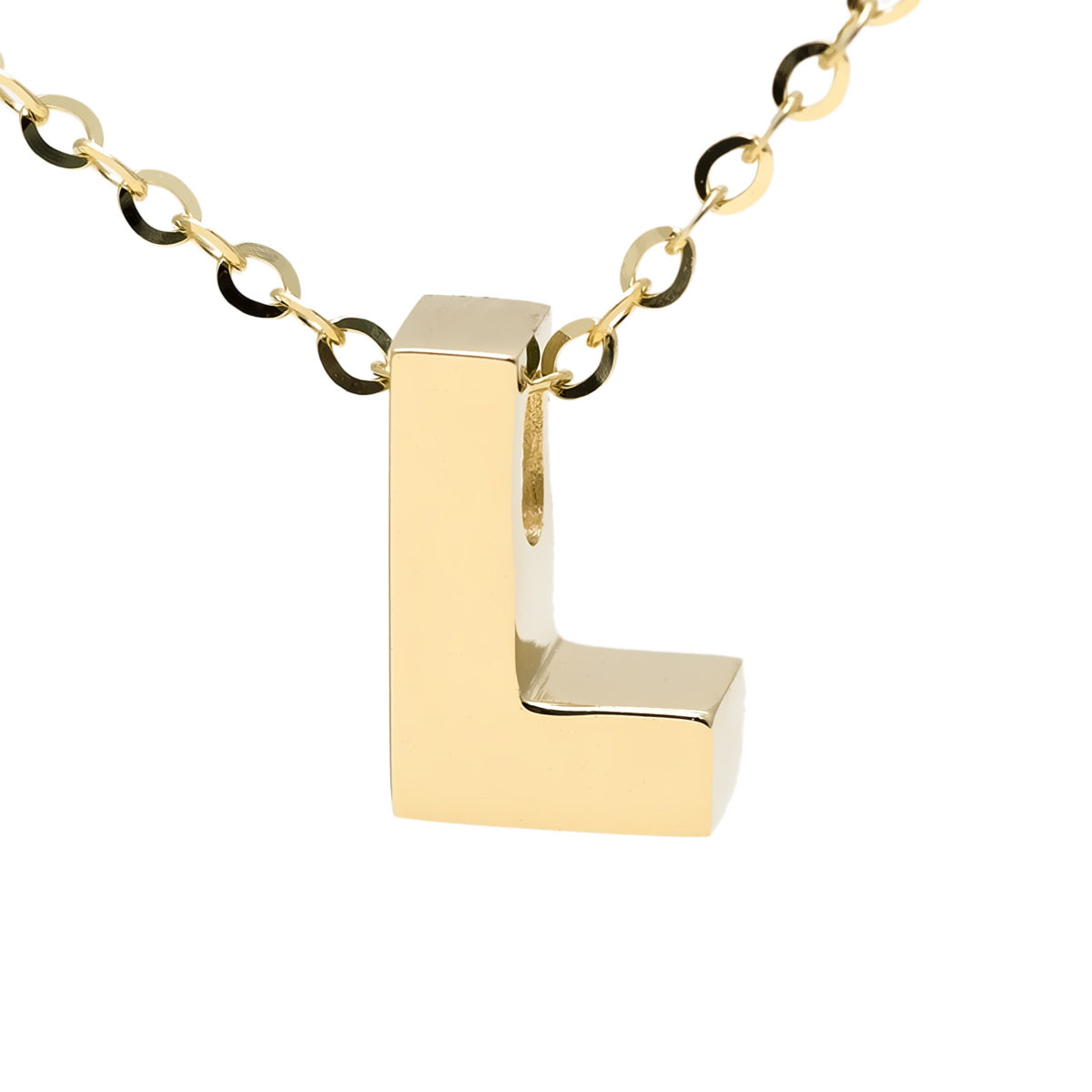 Yellow Gold Initial Gold Necklace (14k Yg Initial L With Chain)