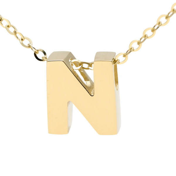 Yellow Gold Initial Gold Necklace (14k Yg Initial N With Chain)