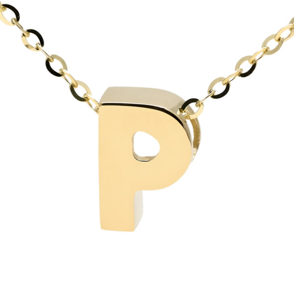 Yellow Gold Initial Gold Necklace (14k Yg Initial P With Chain)