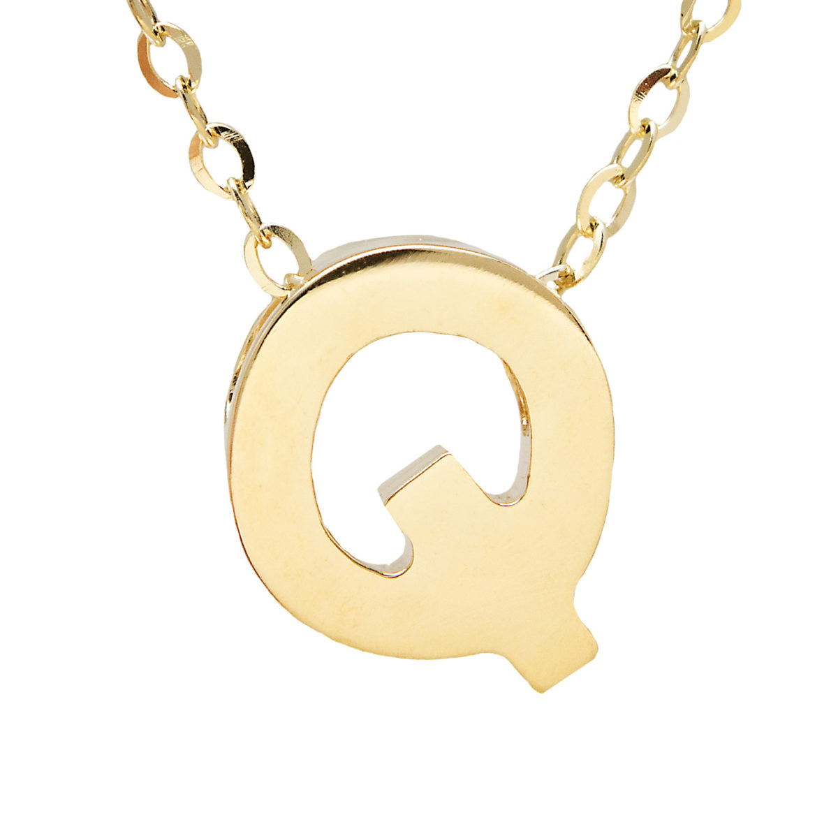 Yellow Gold Initial Gold Necklace (14k Yg Initial Q With Chain)