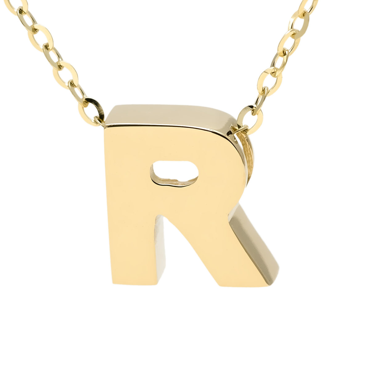 Yellow Gold Initial Gold Necklace (14k Yg Initial R With Chain)