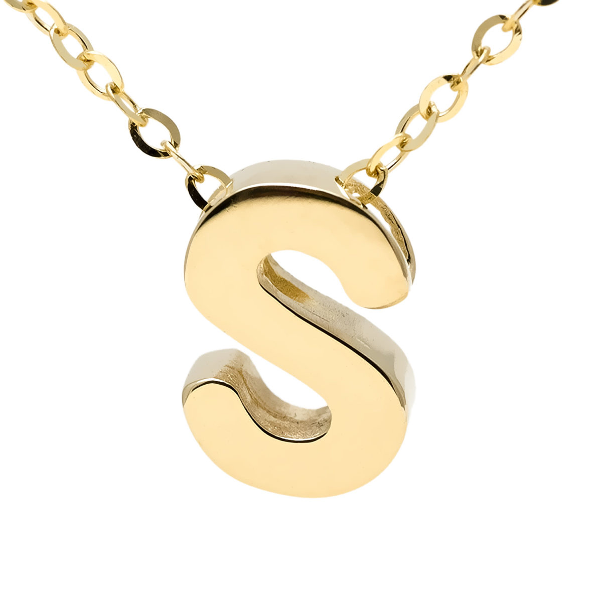 Yellow Gold Initial Gold Necklace (14k Yg Initial S With Chain)