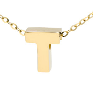 Yellow Gold Initial Gold Necklace (14k Yg Initial T With Chain)