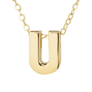 Yellow Gold Initial Gold Necklace (14k Yg Initial U With Chain)