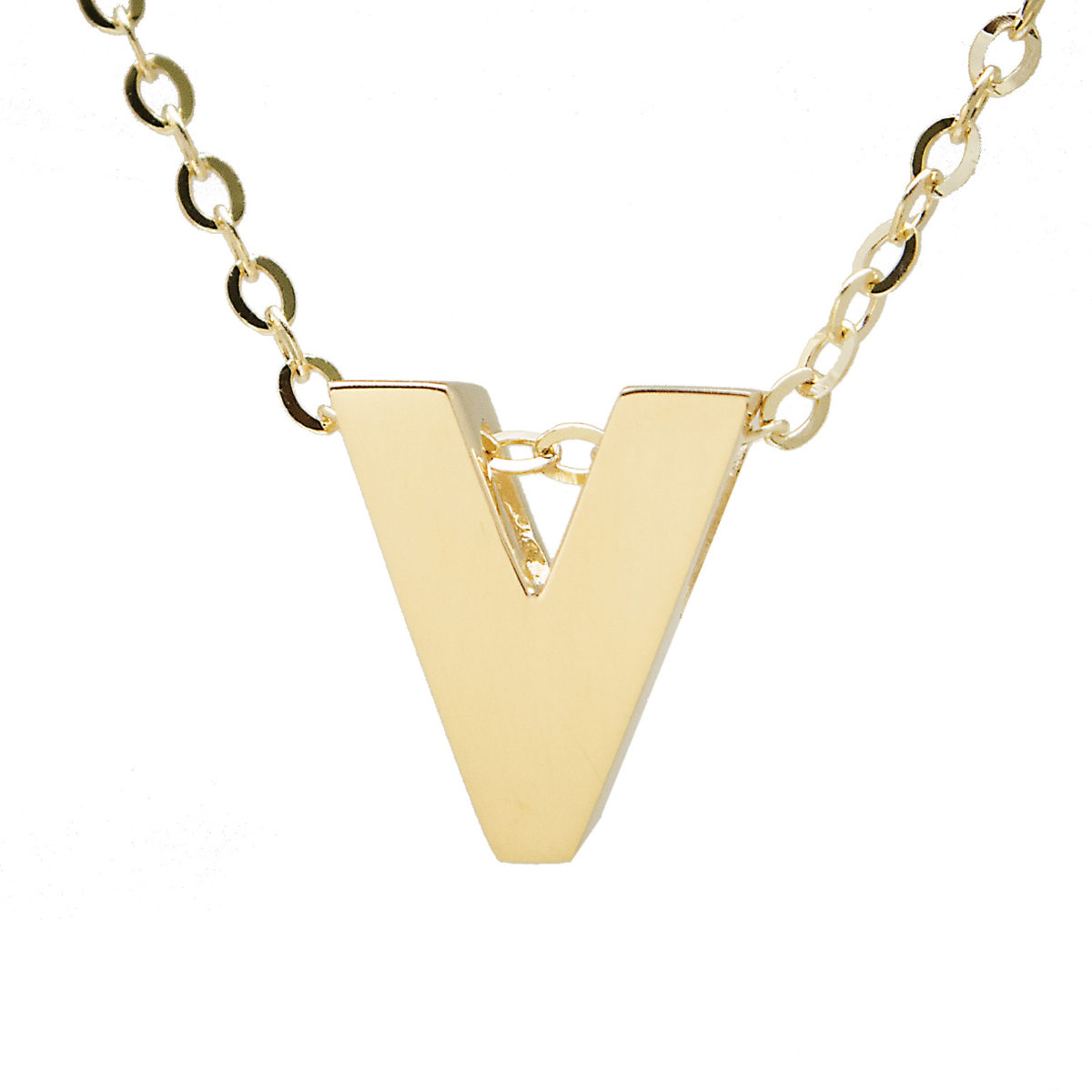 Yellow Gold Initial Gold Necklace (14k Yg Initial V With Chain)