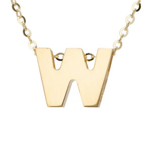 Yellow Gold Initial Gold Necklace (14k Yg Initial W With Chain)