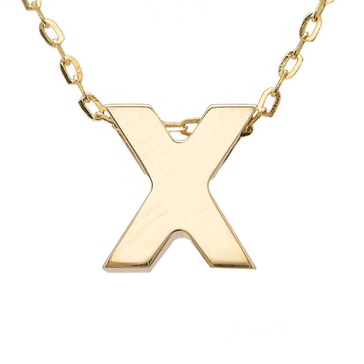 Yellow Gold Initial Gold Necklace (14k Yg Initial X With Chain)