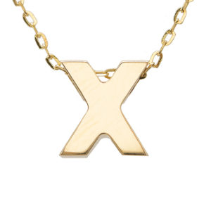 Yellow Gold Initial Gold Necklace (14k Yg Initial X With Chain)